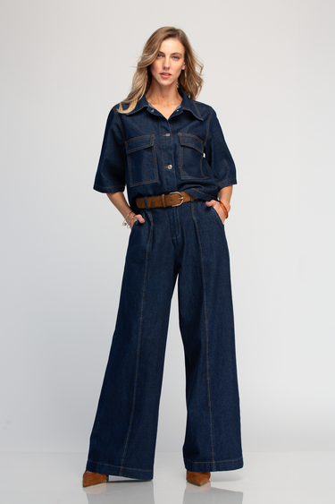 Blusa Manga Corta De Mezclilla