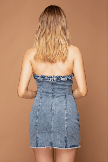 VESTIDO STRAPLESS DE MEZCLILLA - Ferriano Store