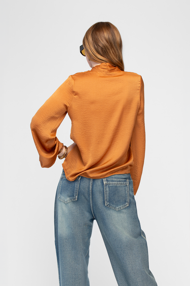Blusa Con Amarre En Cuello Manga Larga Amplia