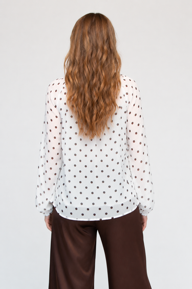 Blusa Camisera Manga Larga Estampado Polka
