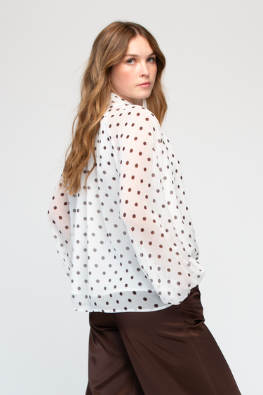 Blusa Camisera Manga Larga Estampado Polka