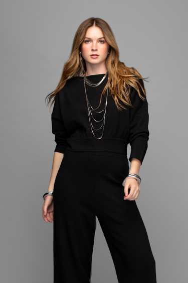 Set Tejido Blusa Manga Larga Y Pantalón