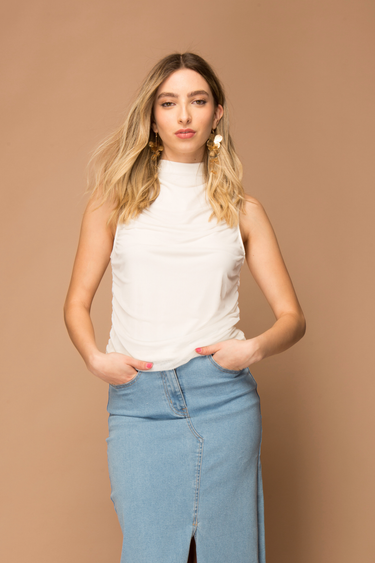 Denim MIDI SKIRT WITH SPLIT