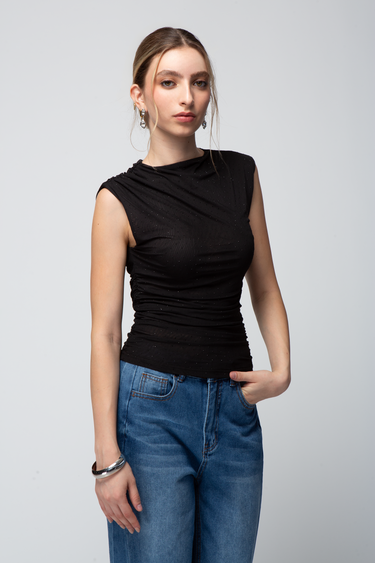 Blusa Mesh Con Brillos
