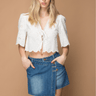 BLUSA MANGA CORTA ALGODÓN BORDADO - Ferriano Store