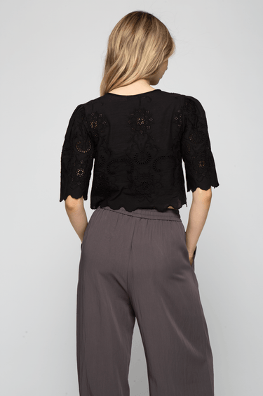 BLUSA MANGA CORTA ALGODÓN BORDADO - Ferriano Store