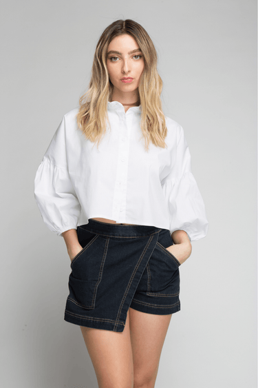 BLUSA POPELINA MANGAS AGLOBADAS - Ferriano Store