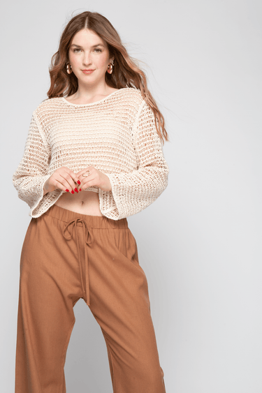 BLUSA TEJIDO ABIERTO MANGA LARGA - Ferriano Store