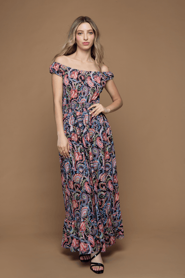 VESTIDO LARGO ESTAMPADO PAISLEYS - Ferriano Store